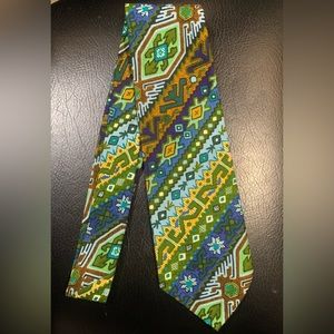 Courtley Cotton Blue Green Gold Multicolor Geometric Abstract Men’s Tie